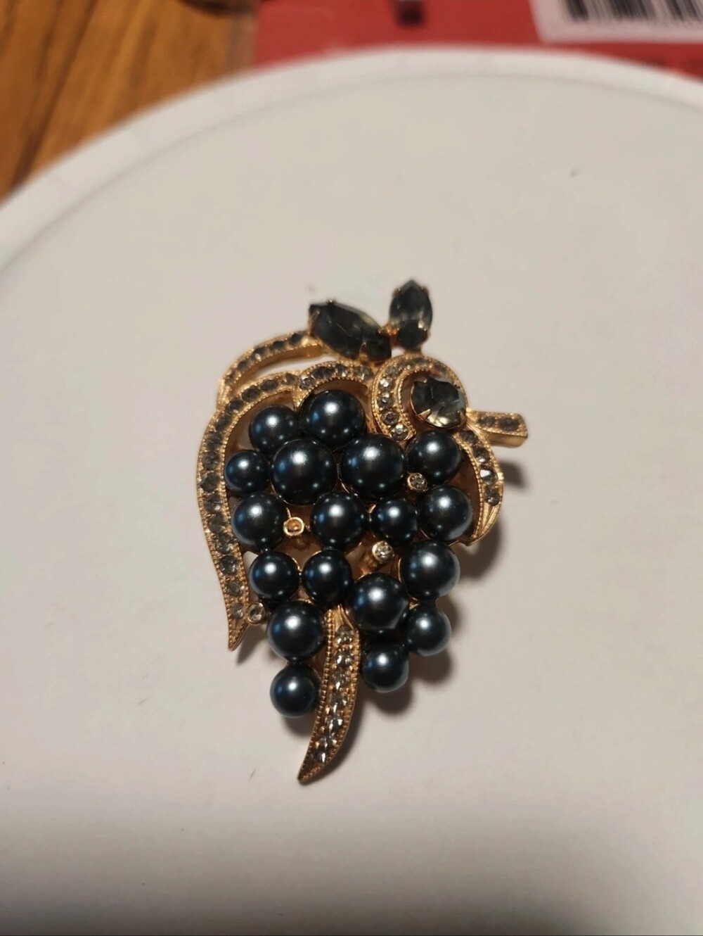 Gold-Tone Gray Pearl Grape Cluster Brooch And Earrings - Women Jewelry